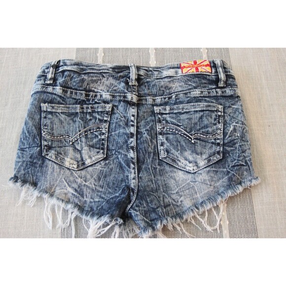 Machine Pour Neuf Mode Distressed Blue Jean Shorts Womens Size 28 - Picture 2 of 5